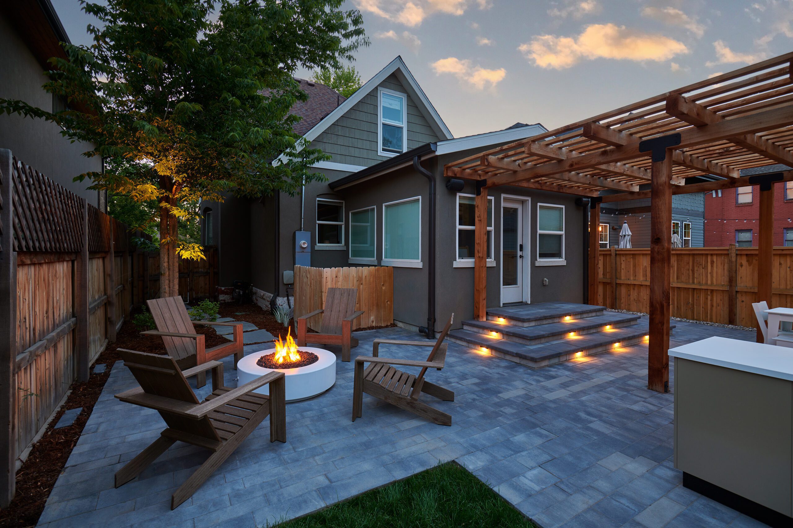 Landscape design with pergola in Cherry Creek, CO