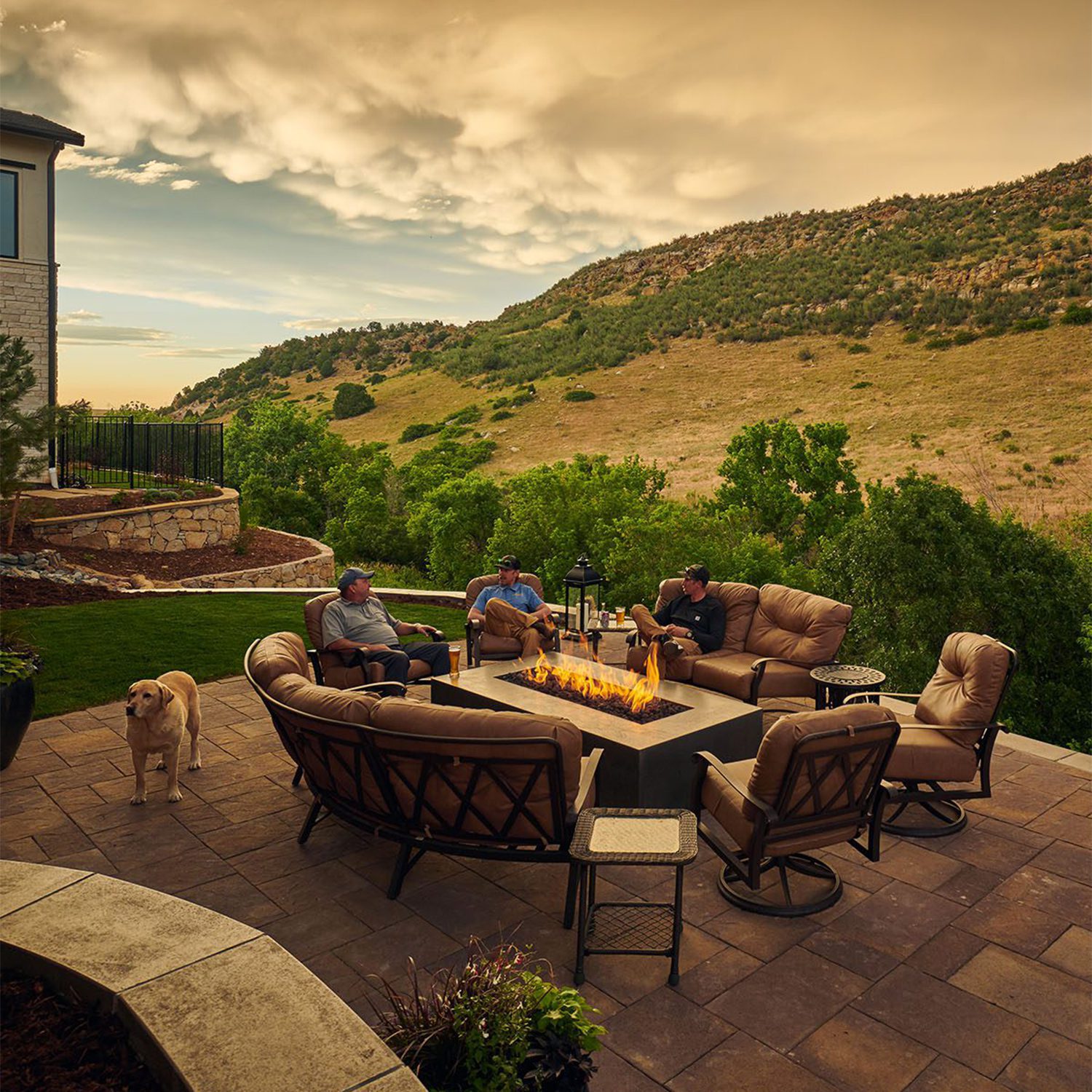 Paver patio in Highlands Ranch, CO with fire pit